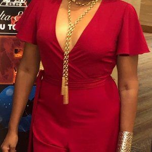 Alex Marie Flutter Sleeve Jumpsuit (Lady In Red)